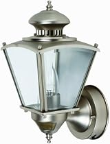 Designers Edge L-2552PW 15-1/2-Inch Dual Eye Motion-Activated Outdoor 1-Light Upward Wall Sconce, Pewter with Beveled Glass