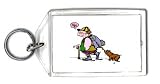 Keychain with sausage, backpack, stealing, hiker, dog