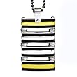 Stainless Steel Rubber Gold Plated Layered Pendant on 24 inch Black Ball Chain