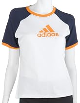 adidas Women's Amazing Feet Tee,White/Dark Indigo,Large