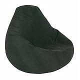 Print and Plush Black Adult Size Bean Bag Chair By Elite Furniture