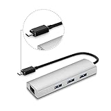 iClever USB 3.0 ハブ Type-C 3ポート バスパワー 高速ハブ 軽量 コンパクト アルミ製 ( シルバー ) IC-T01UC