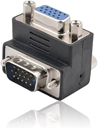 VIMVIP 15-Pin VGA Male to Female M/F Right Angle Connector Adapter-Black