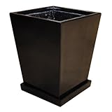 樹脂製軽量ポット セラフィ　スクエアー　ブラック　21cm 皿付 ／植木鉢