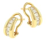 6Channel Set Princess J Hoop Diamond Earrings .75cttw