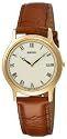 Seiko Men's Dress Brown Leather Strap Watch #SKP332