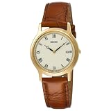 Seiko Men's Dress Brown Leather Strap Watch #SKP332