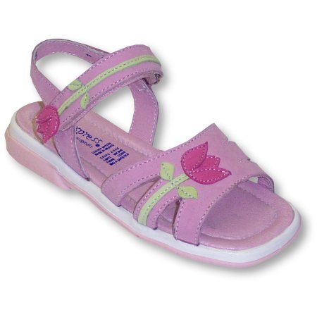 Kid Express Toddler Girls Pink Nubuck Sandal With Tulips ~ Tasha SIZE 9
