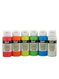 Handy Art by Rock Paint 881-158, 2-Ounce Glow in the Dark Acrylic Paint, 6 color Set