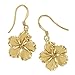 Sterling Silver with Yellow Gold Tone Overlay 5/8 Inch Hibiscus Dangle Earrings