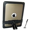 New luxury black & grey Apple iPad hard case + 360&deg; rotatable  stand + stylus pen