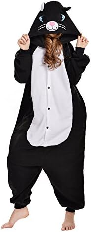 NEWCOAPLAY Unisex Onesies Pajamas Kigurumi Cosplay Sleepsuit Costume (XL, Black cat)
