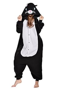 NEWCOAPLAY Unisex Onesies Pajamas Kigurumi Cosplay Sleepsuit Costume (S, Black cat)