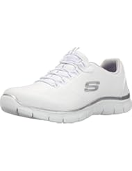 Shoes: SKECHERS Womens Empire White Silver Sneaker 5 B (M) - SKECHERS USA Inc