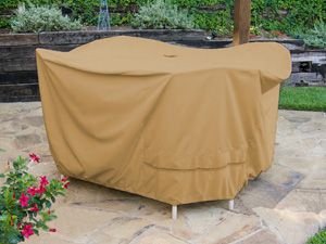 Round Bar Table and Chair Cover : 60 x 40 Tan Solution-Dyed Polyester