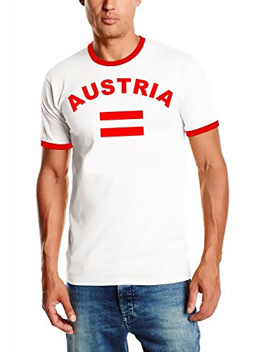 EM 2016 Österreich Fußball T-SHIRT TRIKOT mit Deinem NAMEN + NUMMER ! HERI Ringer weiss Gr.L