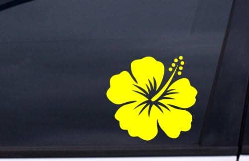 HIBISCUS Flower Sticker 4.5"x4" YELLOW FREE SHIPPING