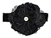PLH Bows Large Peony Flower with Stone Center on Velvet Headband (Black)