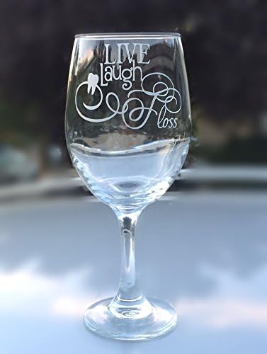 Dentist or Dental Assistant Gift -"Live, Laugh, Floss" With Tooth Design and Optional Message - Choose Wine, Pint, Pilsner or Whiskey Glass