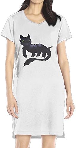 Women's Toothless How To Train Your Dragon V-neck Short Sleeve Loose T-Shirt Dress White L