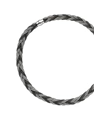 Silver Rhodium And Ruthenium Plated 7.50" 10mm Multi Strand Plaided Mesh Bangle With Magnetic Clasp
