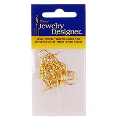 Gold Plated Brass Fish Hook Earring Hooks with Ball and Loop (12)