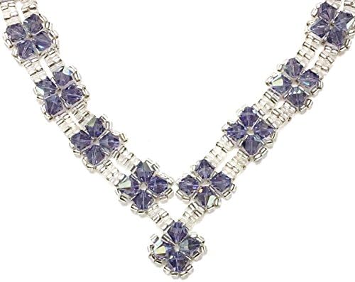 Swarovski Elements Tanzanite Crystal Necklace "Crystal Flowers"
