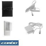 Premium Genuine Black Carrying Protector Leather Case + White Car Charger + White Home Travel Charger + Clear Front LCD Screen Protector for Amazon Kindle 2nd Generation Electronic Reading Device