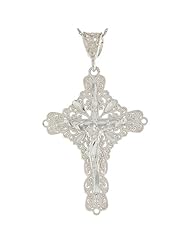 Sterling Silver 4.84cm Ornate Eastern Orthodox Crucifix Cross Pendant Charm
