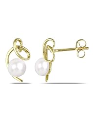 10k Yellow Gold Freshwater White Pearl Ear Pin Earrings (5.5-6.0mm)