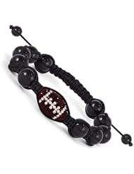 Swarovski Elements Tuscaloosa Spirit Football & Onyx Macrame Bracelet