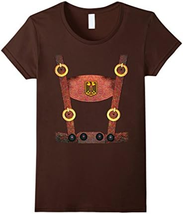 Women's German Lederhosen Oktoberfest Costume Funny T-Shirt Small Brown