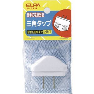 【クリックでお店のこの商品のページへ】ELPA 三角タップ A-31H-W: 家電・カメラ