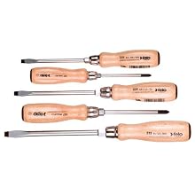 Felo 07157 22155 Slotted and Phillips Wood Handle Screwdrivers, Set of 5