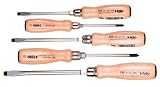 Felo 07157 22155 Slotted and Phillips Wood Handle Screwdrivers, Set of 5