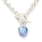 Sterling Silver Tiffany Style 24g Necklace With Murano Glass Heart