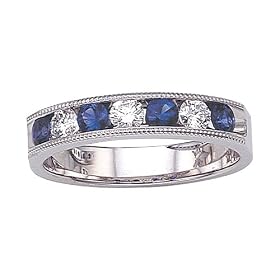 0.80 cttw Sapphire Anniversary Ring / Band by Karina B(tm) in Platinum 950 Size 4