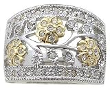 CZ Bands - Two Toned Daisy Flower CZ Right Hand Ring