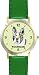 boston terrier - Boston Terrier (SC) Dog - WATCHBUDDY® DESIGNER DELUXE TWO-TONE THEME WATCH - Arabic Numbers-EMERALD ISLE STYLE - Light Green Dial with Green Leather Strap-Women's Size-Small