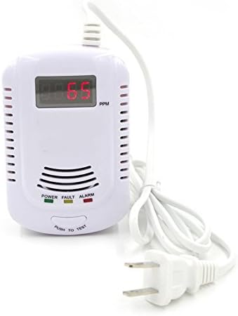 SKONDA Plug-in Gas Alarm Detector with Talking Alarm, Digital Display and 9V Baterry Back Up