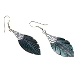Ria's Choice Leaf Cut Rainbow Metallic Shell Dangle Earrings