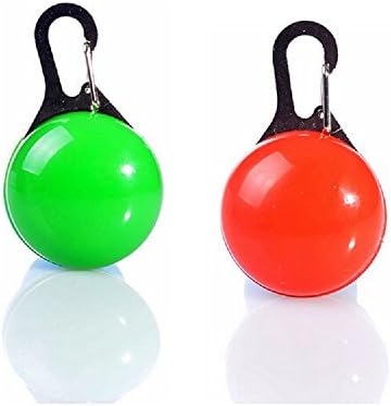 Newstylee 2pc LED Flasher Pet Dog Collar Safety Blinker Circular Light Buckle Clip (Green+Red)