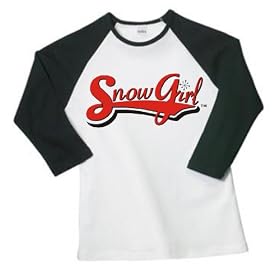 SnowGirl SS Tee - White-Black - Red Signature Logo (snowboarding snowmobiling Polaris) by SnowGirl Sportswear