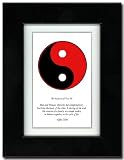 5x7 Black Satin Frame with Yin Yang (Red/Black) with Mat