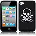 APPLE IPOD TOUCH 4TH GEN SKULL & CROSSBONES LASERED SOFT SILICONE SKIN / COVER / CASE / SHELL / GEL - BLACK/WHITE PART OF THE QUBITS ACCESSORIES RANGE