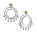 Sterling Silver & 18K 2 Circle Diamond Drop Earrings