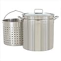 Bayou Classic 1124 24-Qt. Fryer- Steamer with Lid and Basket - Stainless