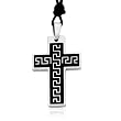 Ziovani 2-tone Greek Key Cross Stainless Steel Pendant Necklace