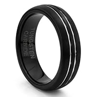 6MM Tungsten Carbide Black Domed Wedding Band Ring (Available Sizes 4-11 Including Half Sizes) (9)