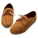 Ollio Womens Faux Suede Lace Ups Ballet Flat Heels Loafers Oxford Shoes